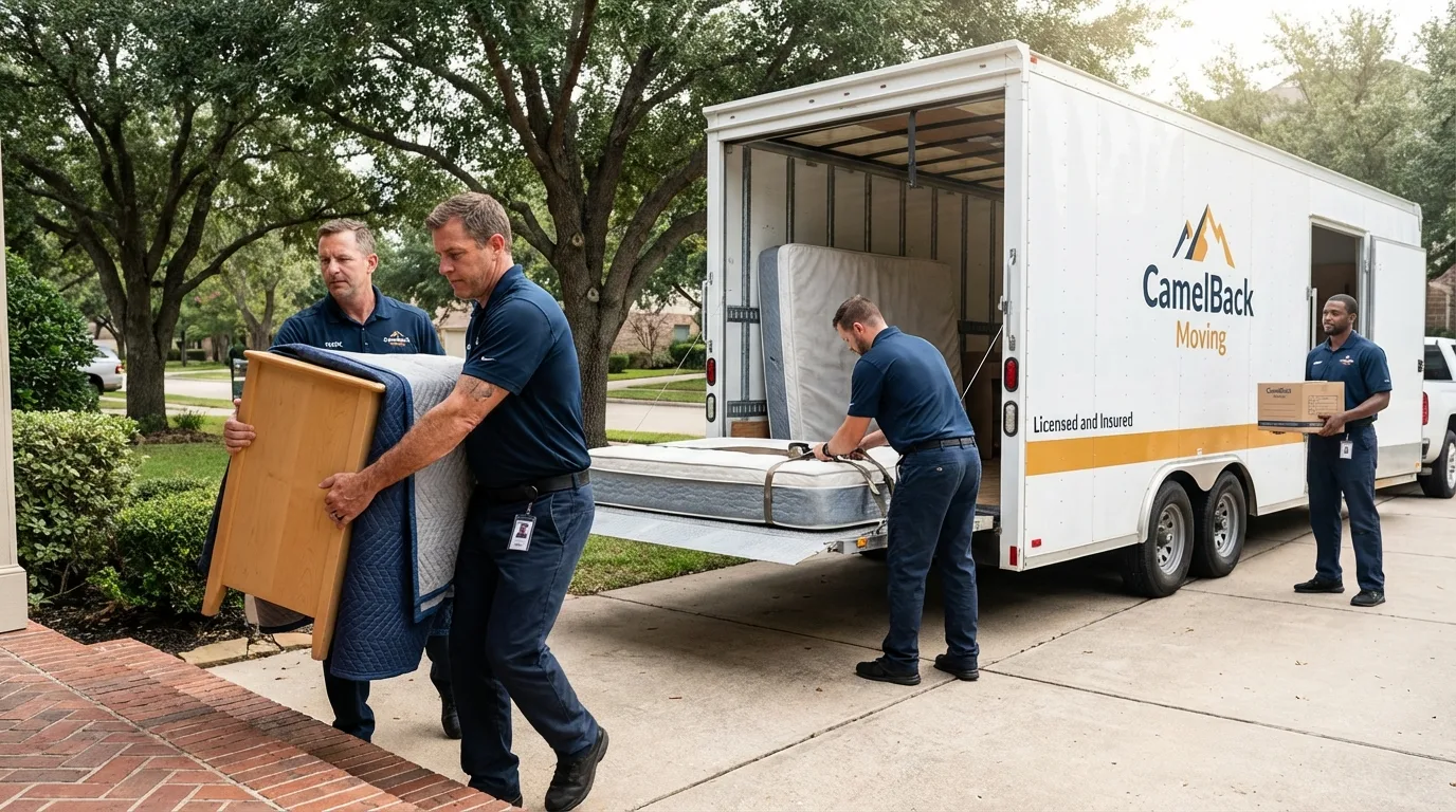 Crew loading residential truck for cross-state move from Williams, OR